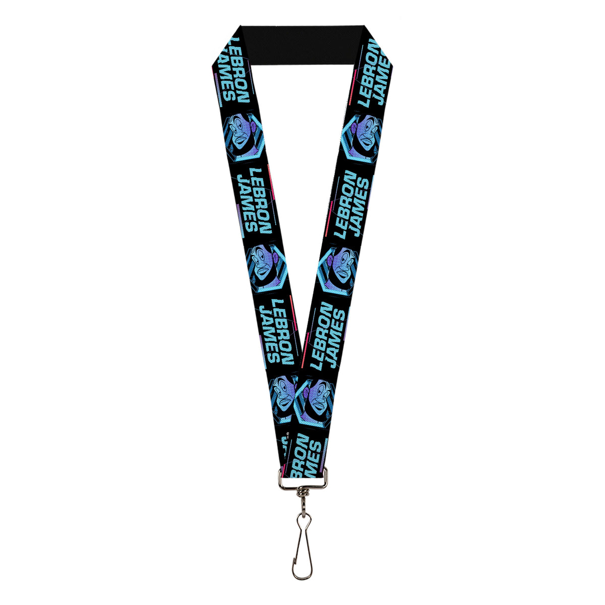 Lanyard - 1.0" - Space Jam 2 LEBRON JAMES Face Icon and Text Black Blues Purples Lanyards Looney Tunes