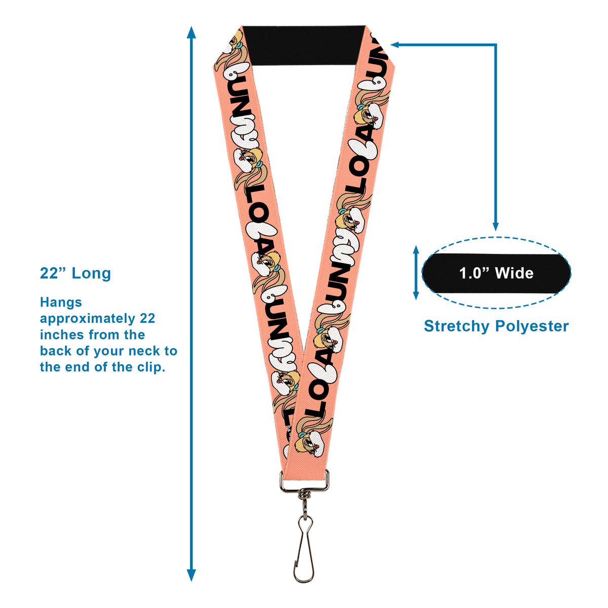 Lanyard - 1.0" - LOLA BUNNY Smiling Face Text Peach Lanyards Looney Tunes