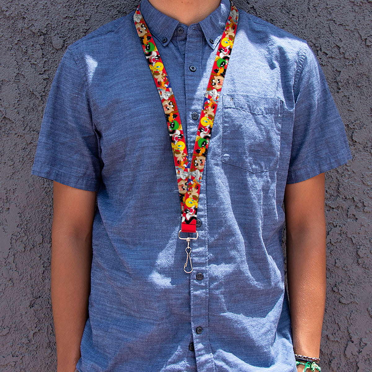 Lanyard - 1.0" - Looney Tunes Eight Character Faces Red Lanyards Looney Tunes