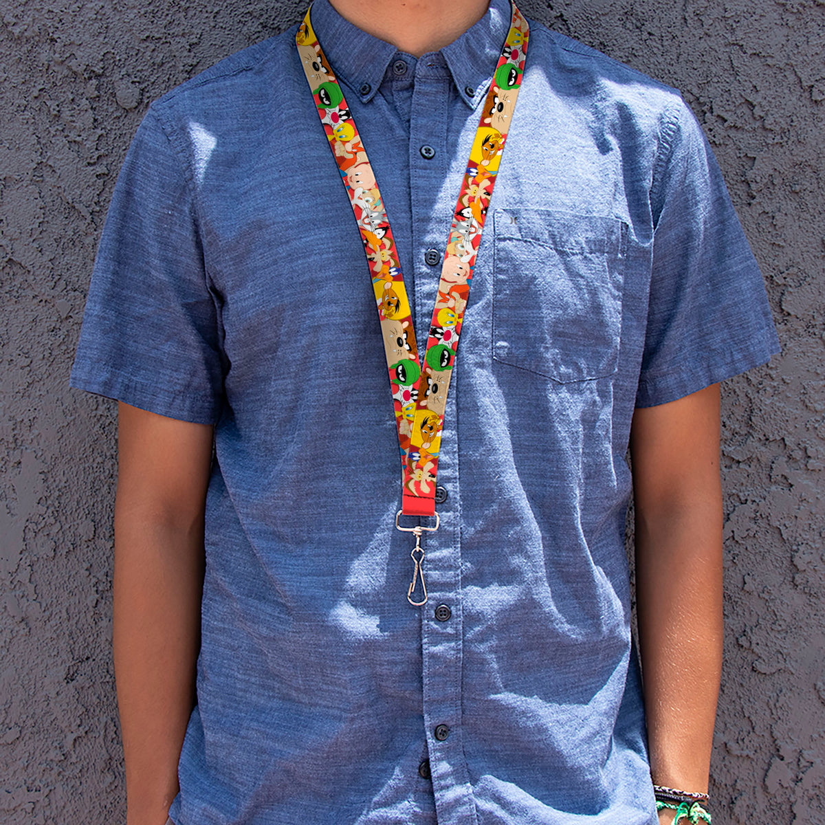 Lanyard - 1.0" - Looney Tunes Twelve Character Expressions Red Lanyards Looney Tunes