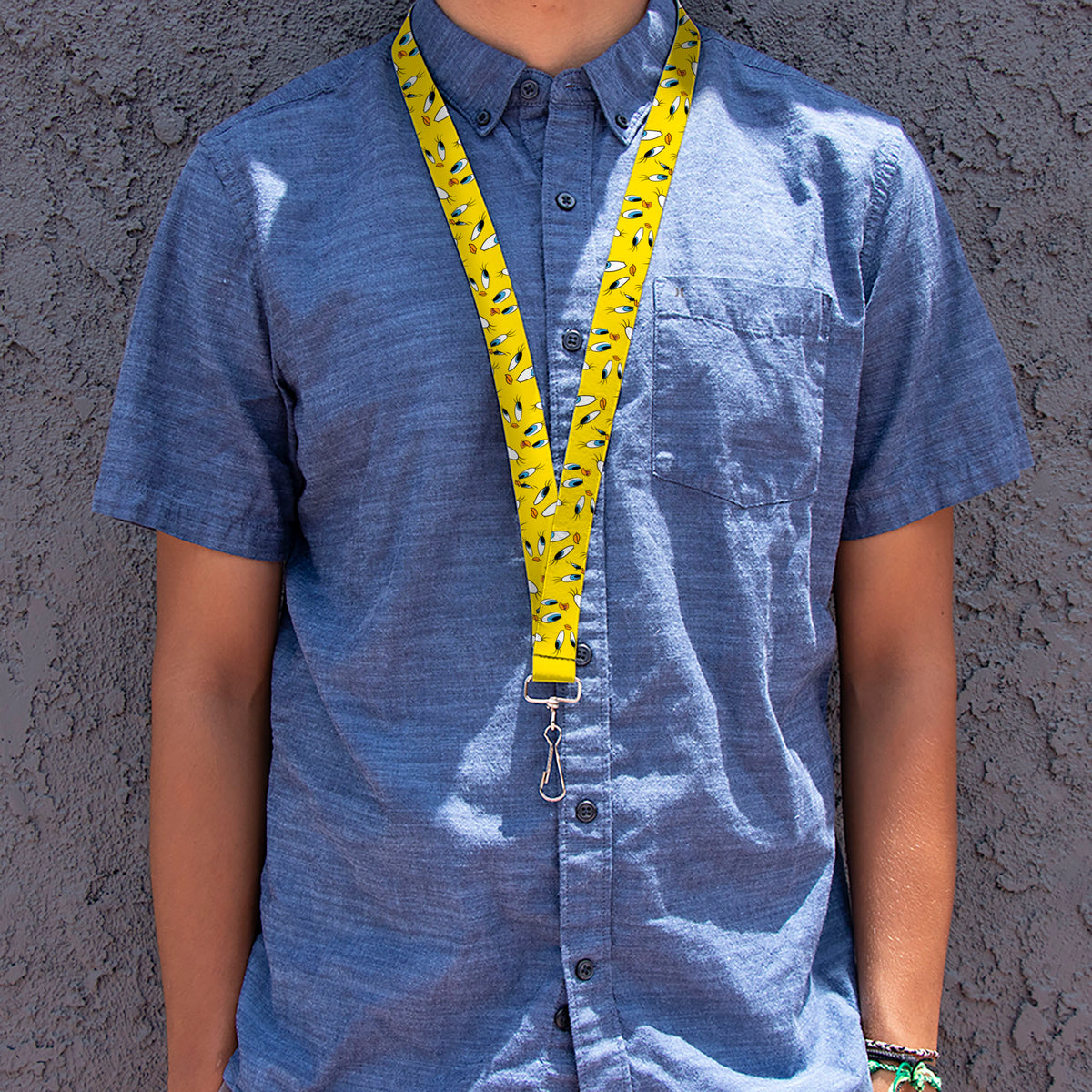 Lanyard - 1.0" - Tweety Expression and Eyes Scattered Yellow Lanyards Looney Tunes