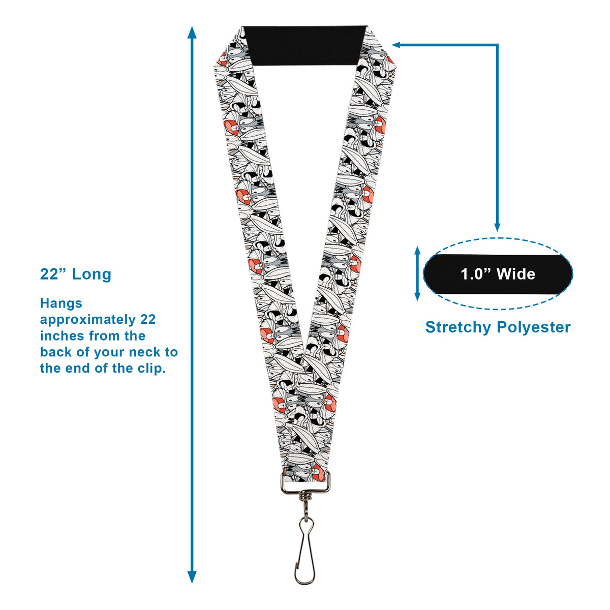Lanyard - 1.0" - Bugs Bunny Expressions Stacked White Black Gray Lanyards Looney Tunes