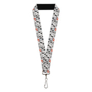 Lanyard - 1.0" - Bugs Bunny Expressions Stacked White Black Gray Lanyards Looney Tunes