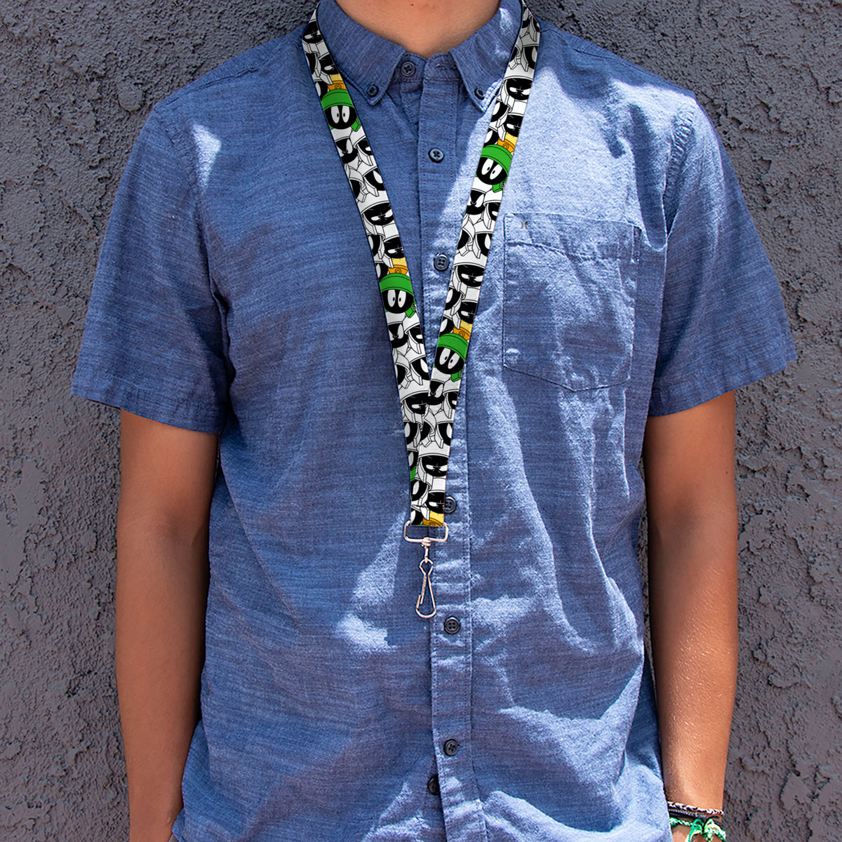 Lanyard - 1.0" - Marvin the Martian Expressions Stacked White Black Green Gold Lanyards Looney Tunes