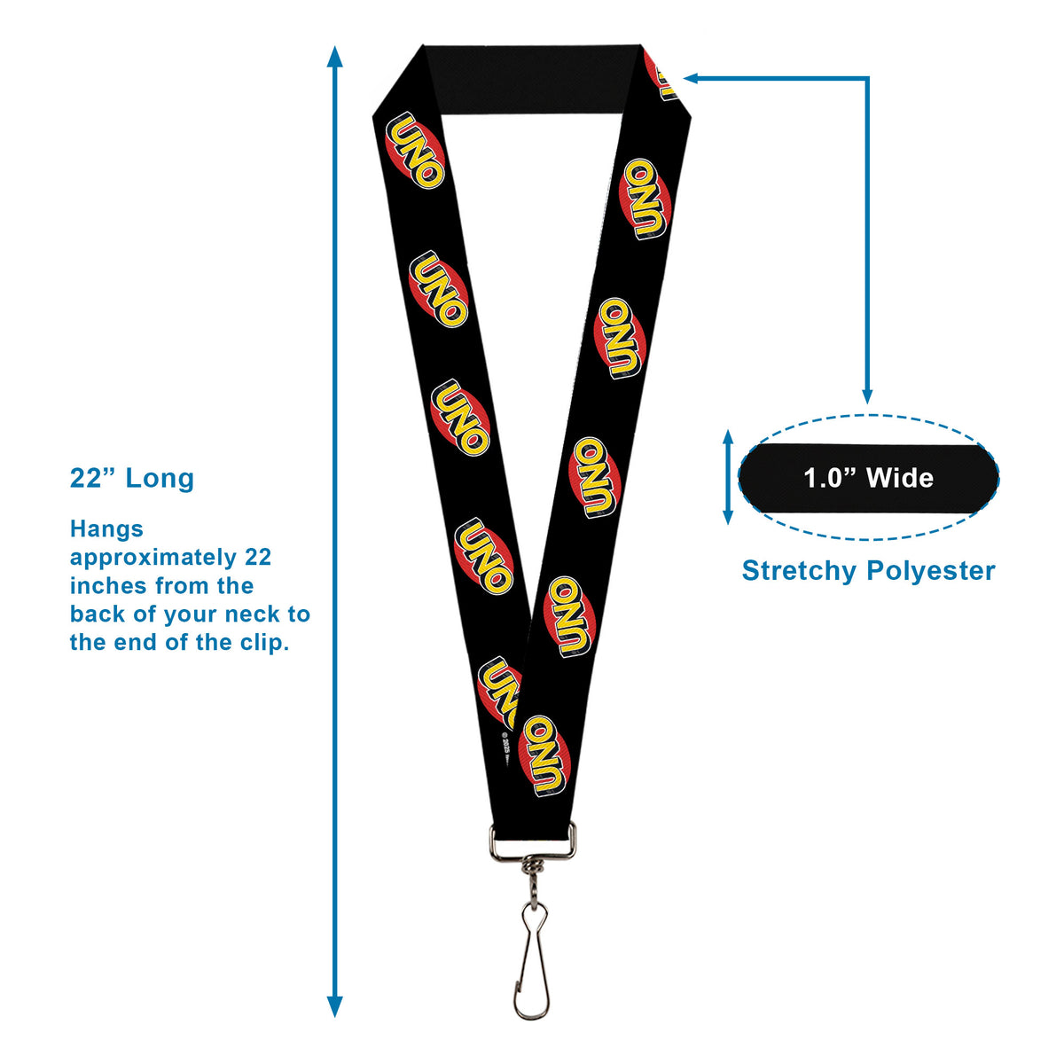 Lanyard - 1.0" - UNO Game Logo Black/Red/Yellow Lanyards UNO