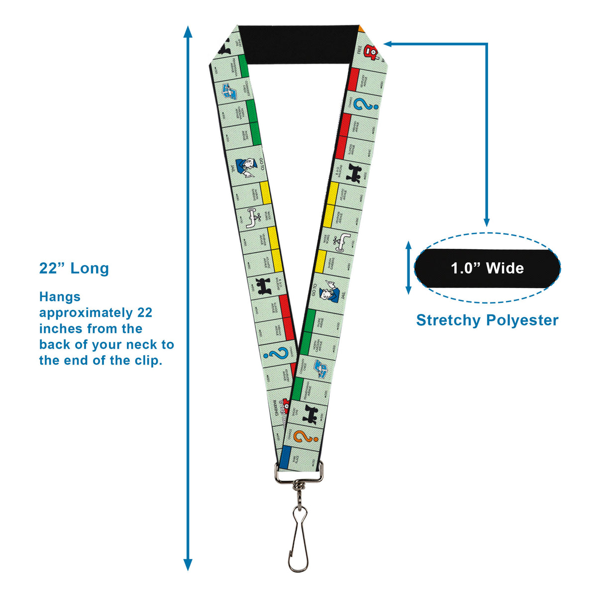 Lanyard - 1.0" - Monopoly Game Board Space Blocks Lanyards Monopoly