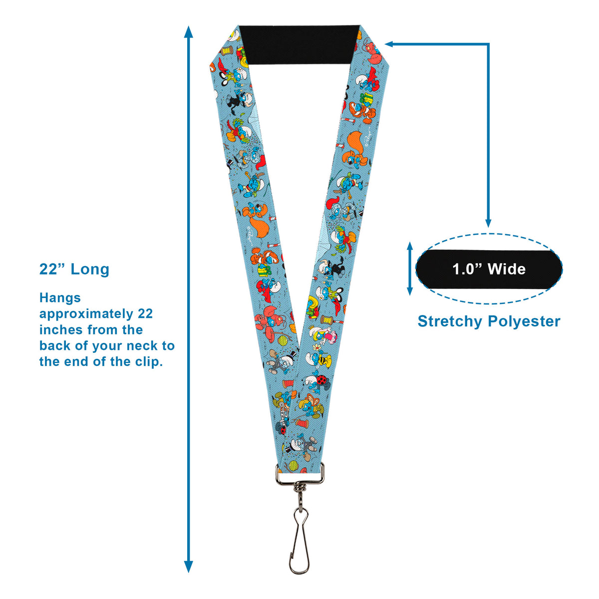 Lanyard - 1.0" - The Smurfs Halloween Dress Up Cosplay Poses Blue Lanyards The Smurfs