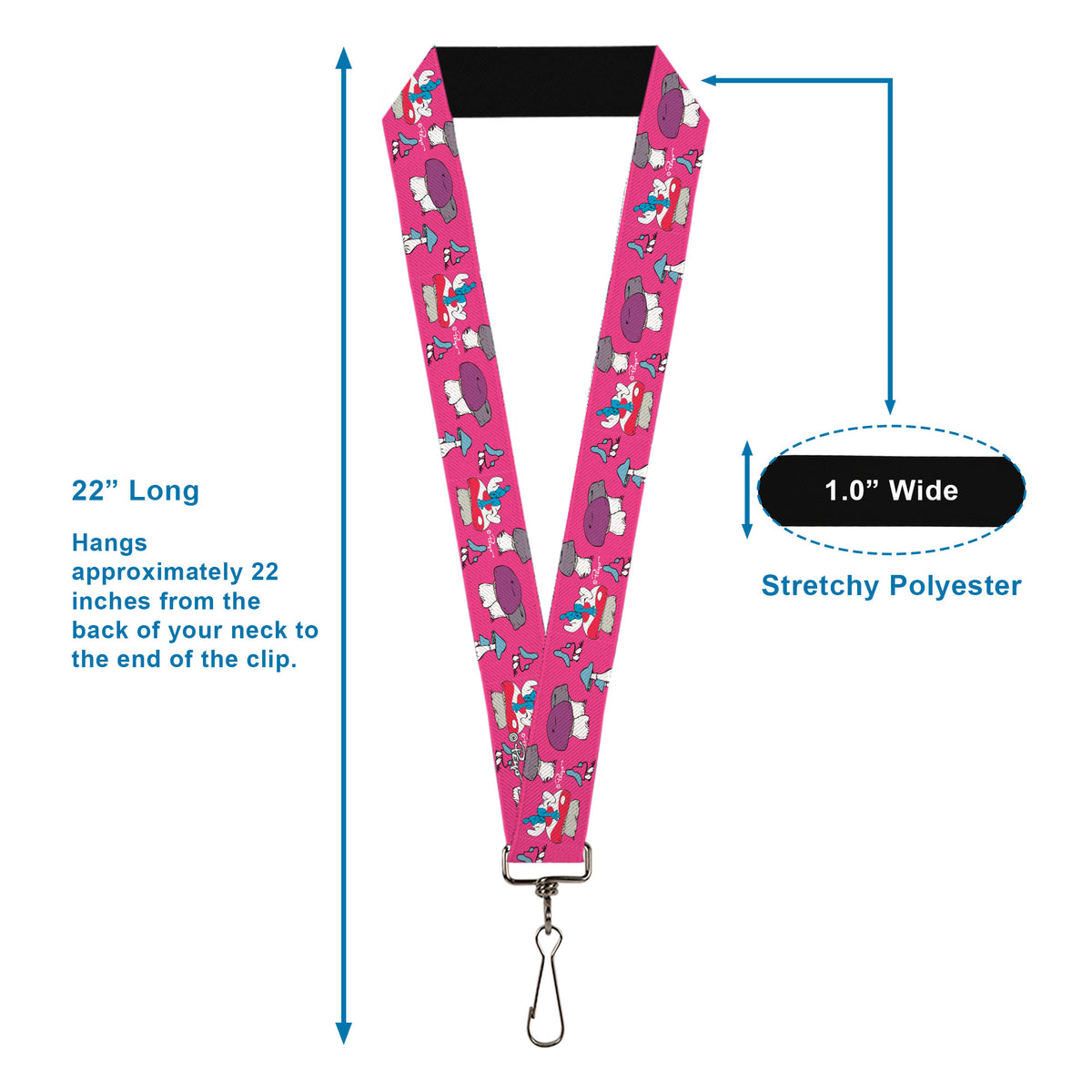 Lanyard - 1.0" - The Smurfs Like a Mushroom Pose Pink Lanyards The Smurfs