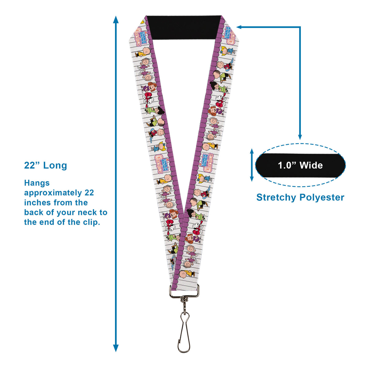 Lanyard - 1.0" - A CHARLIE BROWN CHRISTMAS Peanuts Gang Dancing Scene White Lanyards Peanuts
