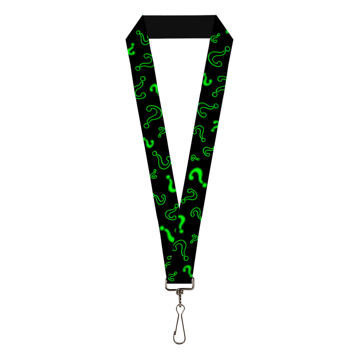 Lanyard - 1.0" - Question Mark Scattered2 Black Neon Green Lanyards DC Comics
