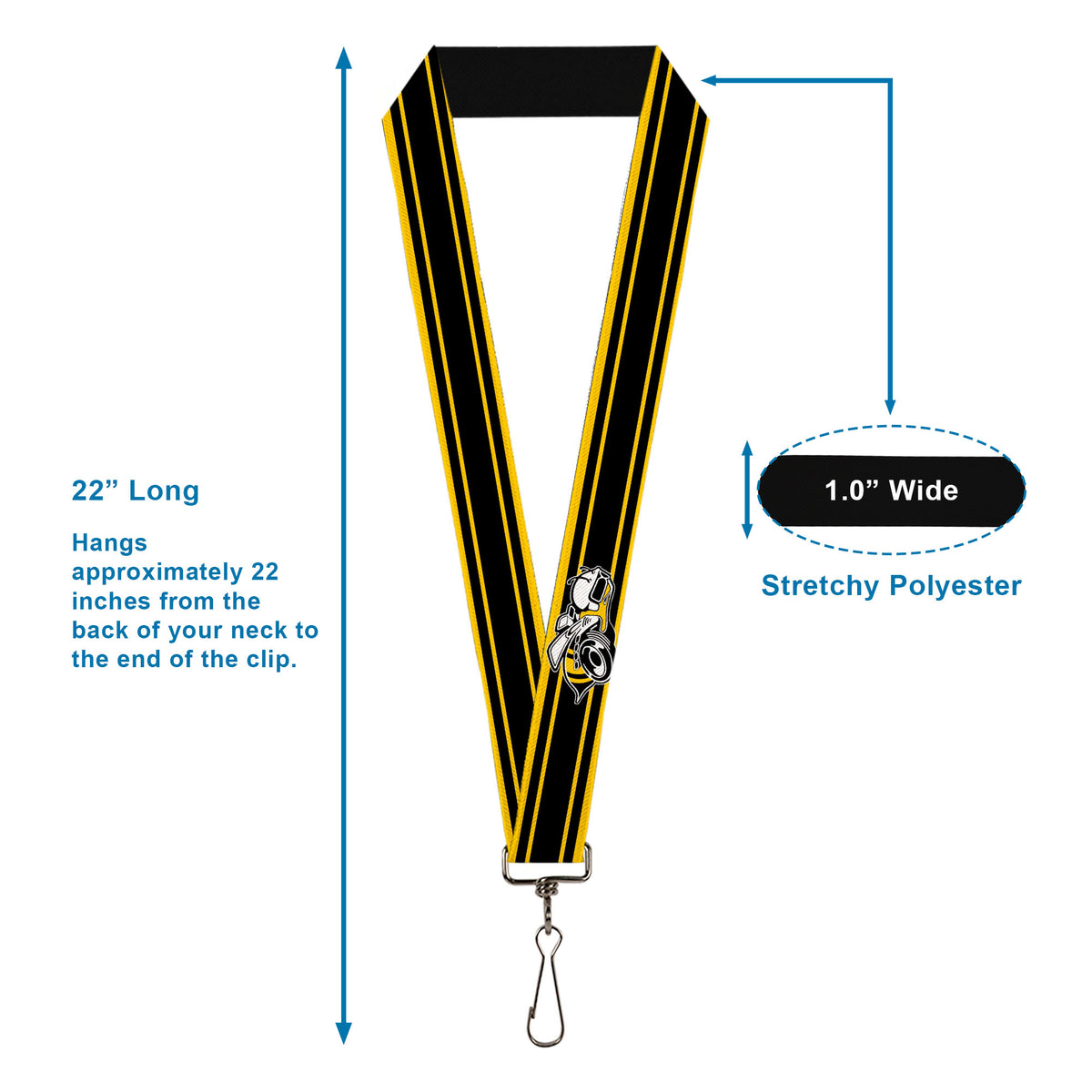 Lanyard - 1.0" - SUPER BEE Logo Stripes Black Yellow Lanyards Dodge
