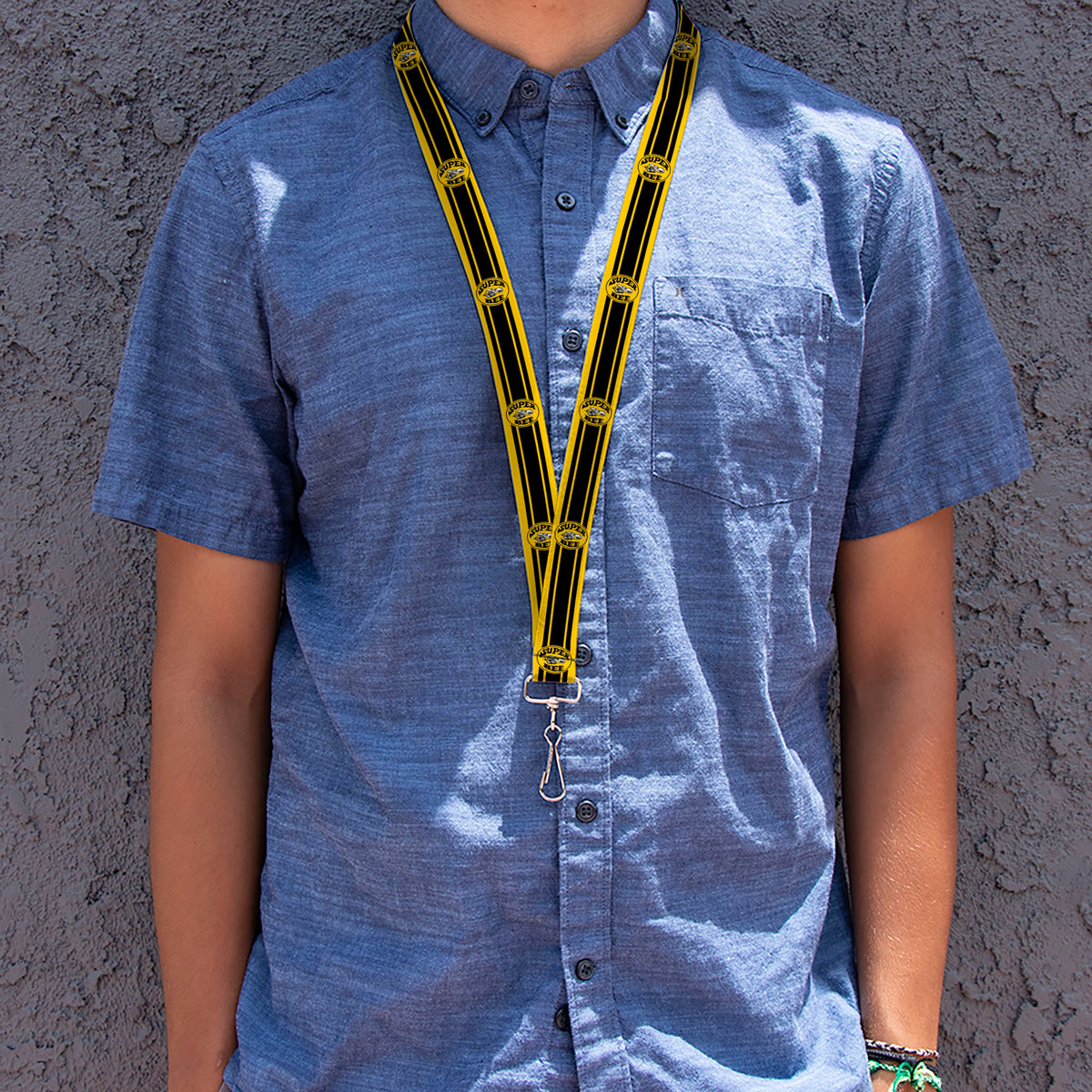 Lanyard - 1.0" - SUPER BEE Logo Stripes Yellow Black White Lanyards Dodge