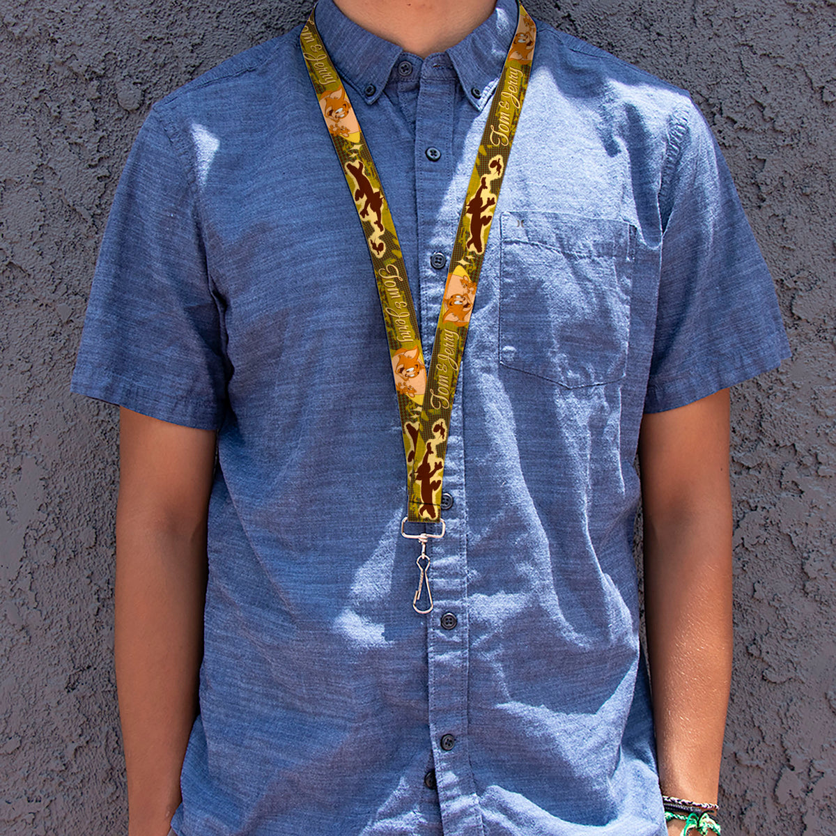 Lanyard - 1.0" - TOM & JERRY Tom Chasing Jerry Houndstooth Browns Lanyards Tom and Jerry