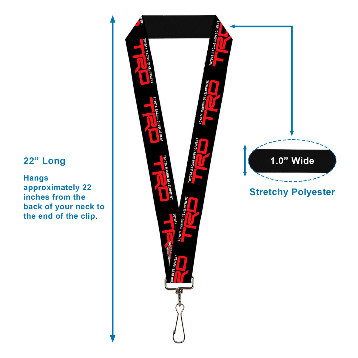 Lanyard - 1.0" - TOYOTA RACING DEVELOPMENT TRD Logo Black/White/Red Lanyards Toyota