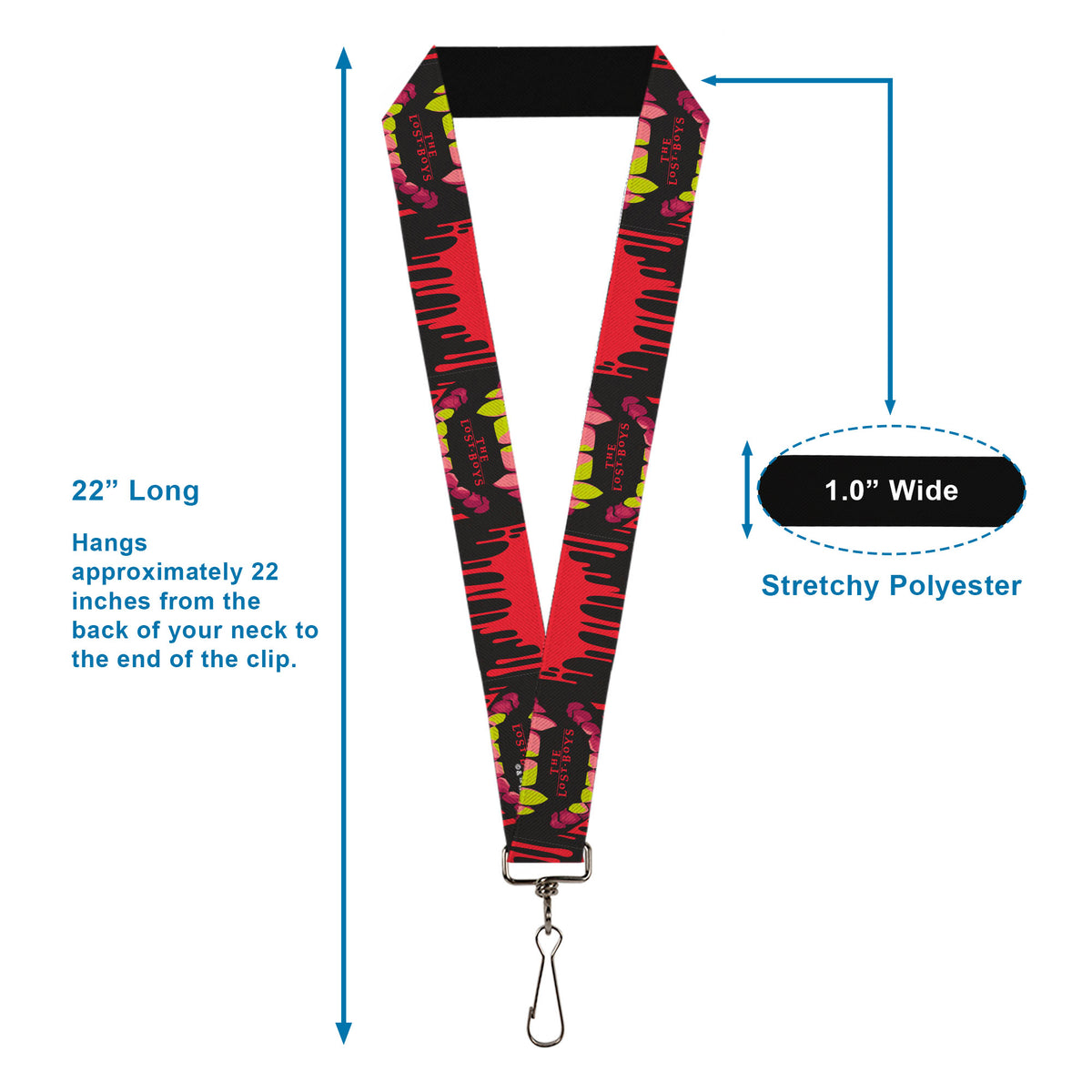 Lanyard - 1.0" - THE LOST BOYS Teeth Fangs Close-Up Title Logo Black/Reds/Yellows Lanyards The Lost Boys
