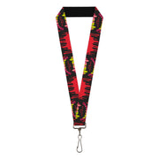Lanyard - 1.0" - THE LOST BOYS Teeth Fangs Close-Up Title Logo Black/Reds/Yellows Lanyards The Lost Boys
