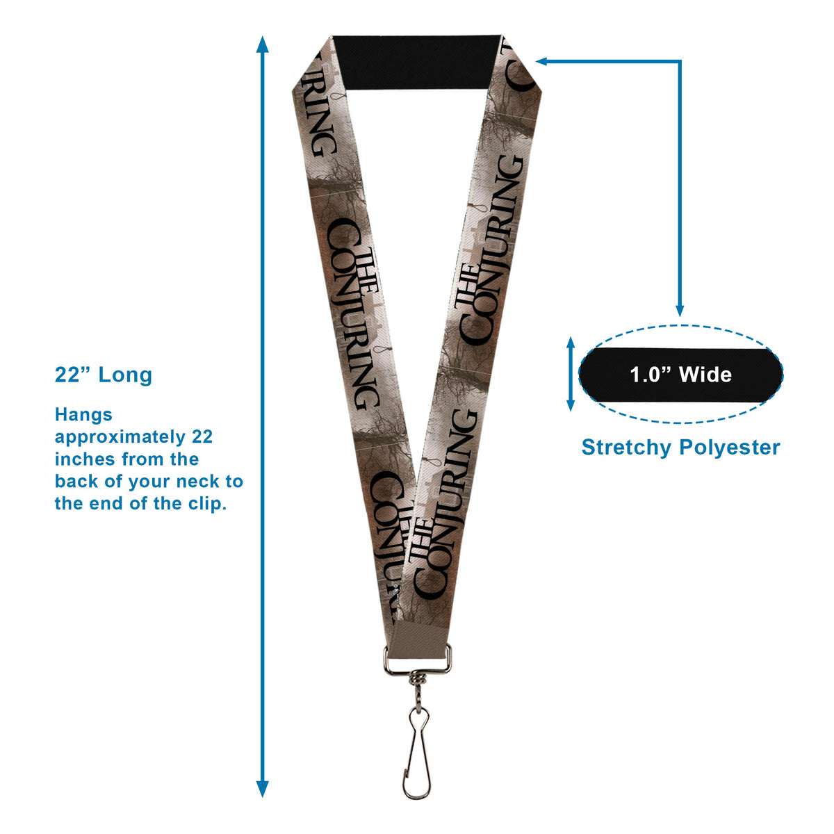 Lanyard - 1.0" - THE CONJURING House Scene and Title Logo Grays/Black Lanyards The Conjuring