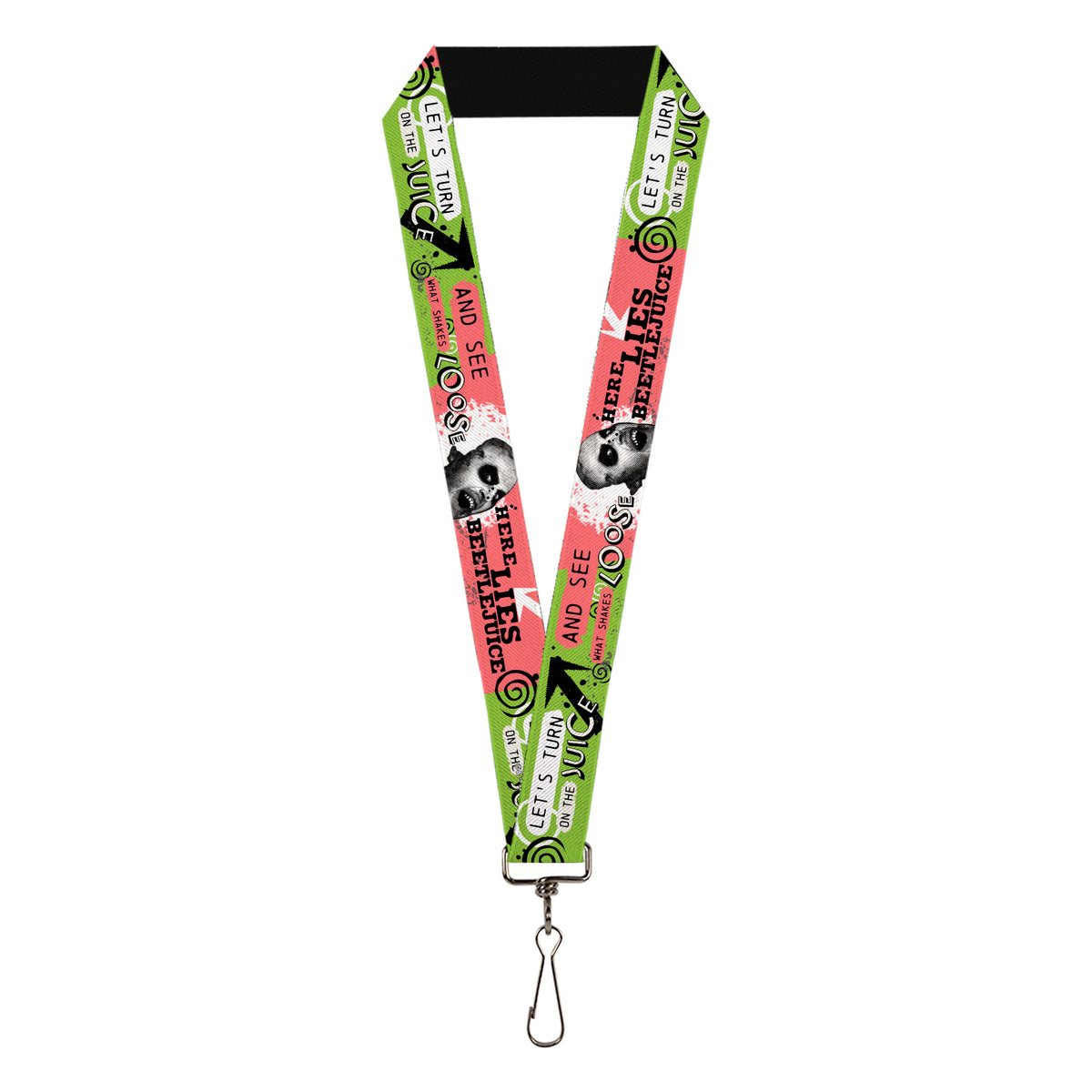 Lanyard - 1.0" - BEETLEJUICE Face and Quotes Collage Pink/Green/Black Lanyards Beetlejuice