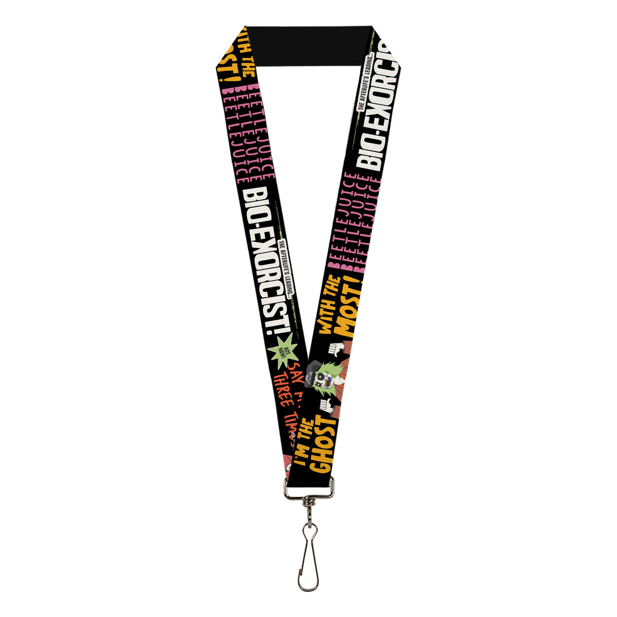 Lanyard - 1.0" - BEETLEJUICE Cartoon Quotes and Scene Black/Multi Color Lanyards Beetlejuice