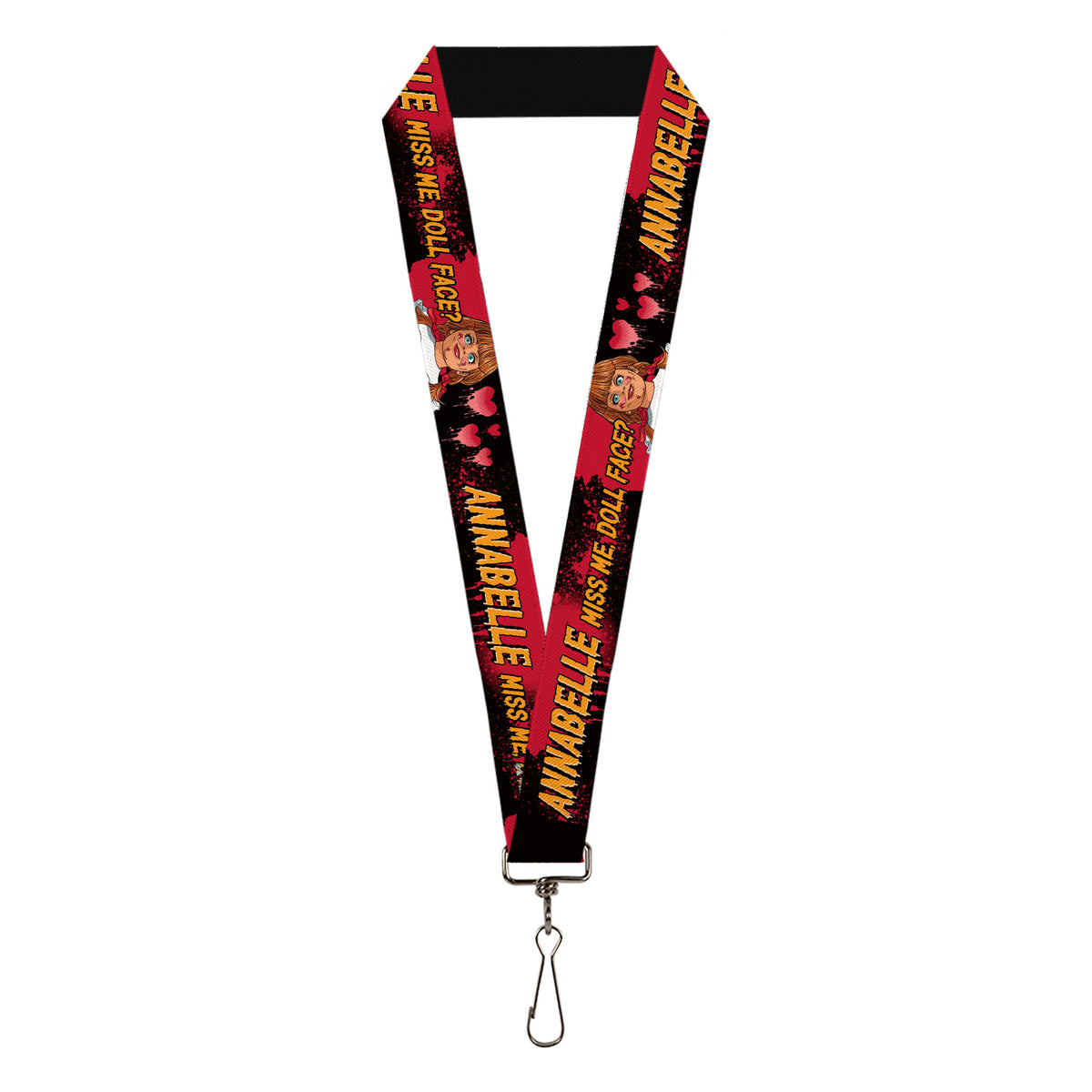 Lanyard - 1.0" - ANNABELLE MISS ME DOLL FACE Pose Black/Reds Lanyards Annabelle