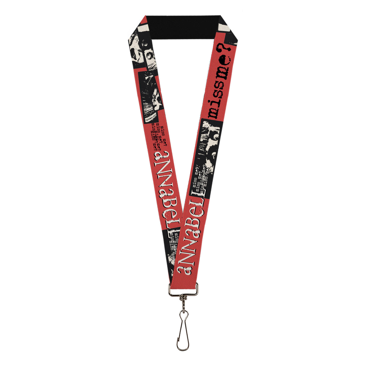 Lanyard - 1.0" - ANNABELLE MISS ME Eyes and Text Red/Black/White Lanyards Annabelle