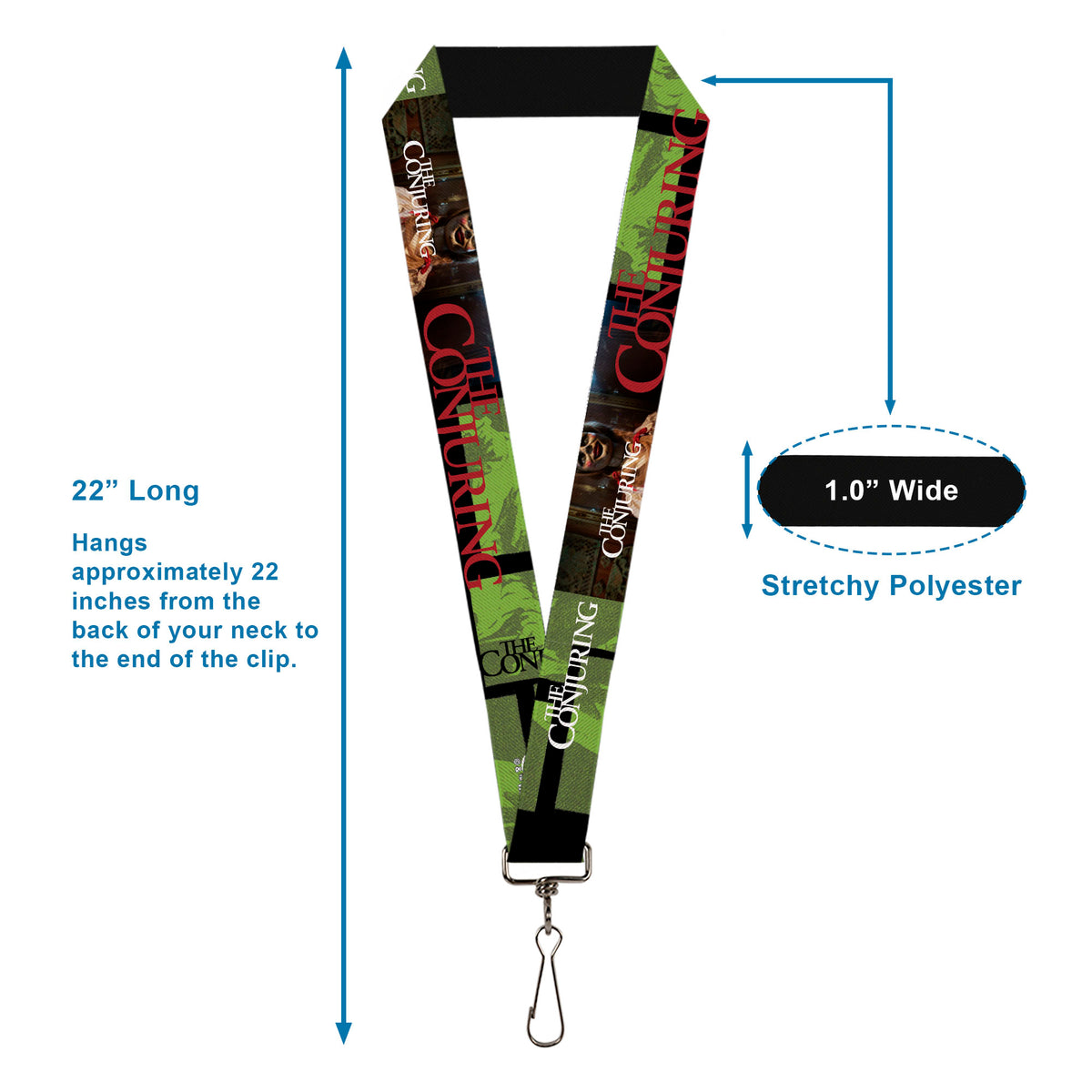 Lanyard - 1.0" - THE CONJURING Annabelle Pose and Blocks Black/Greens/Red Lanyards The Conjuring