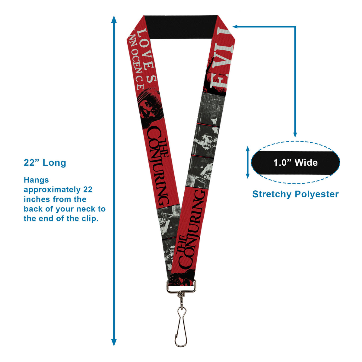 Lanyard - 1.0" - THE CONJURING EVIL LOVES INNOCENCE Annabelle Red/Black/White Lanyards The Conjuring