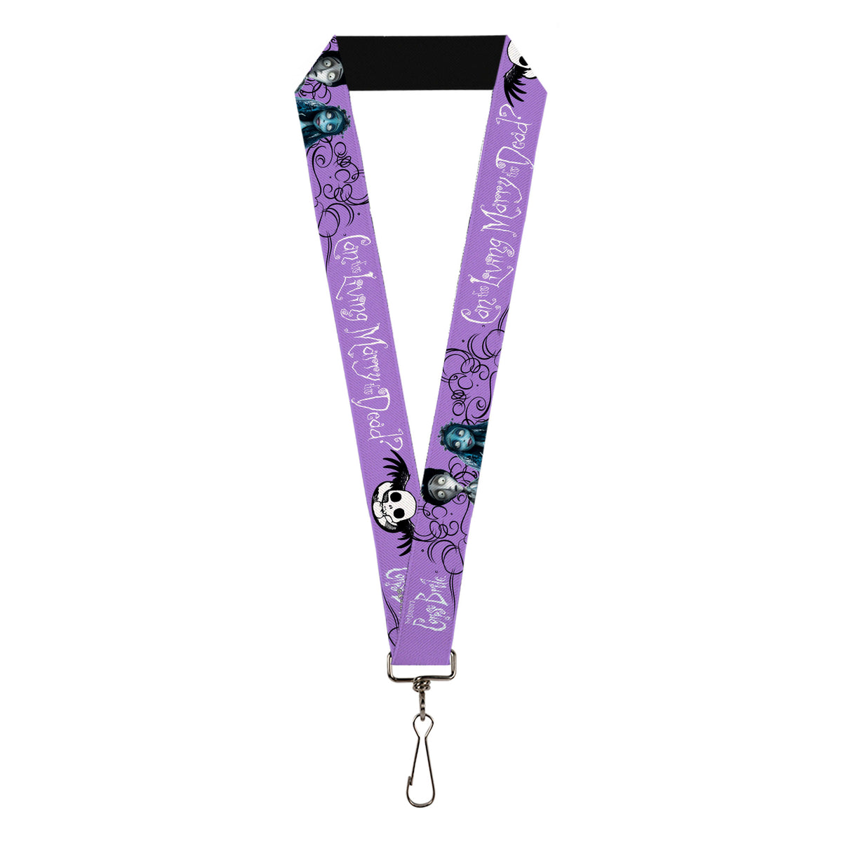Lanyard - 1.0" - CORPSE BRIDE Victor and Emily LIVING MARRY THE DEAD Pose Lavender/Black Lanyards Corpse Bride