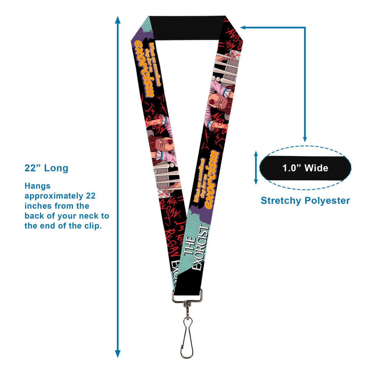 Lanyard - 1.0" - THE EXORCIST Regan Pop Art EXCELLENT DAY FOR AN EXORCISM Pose Lanyards The Exorcist