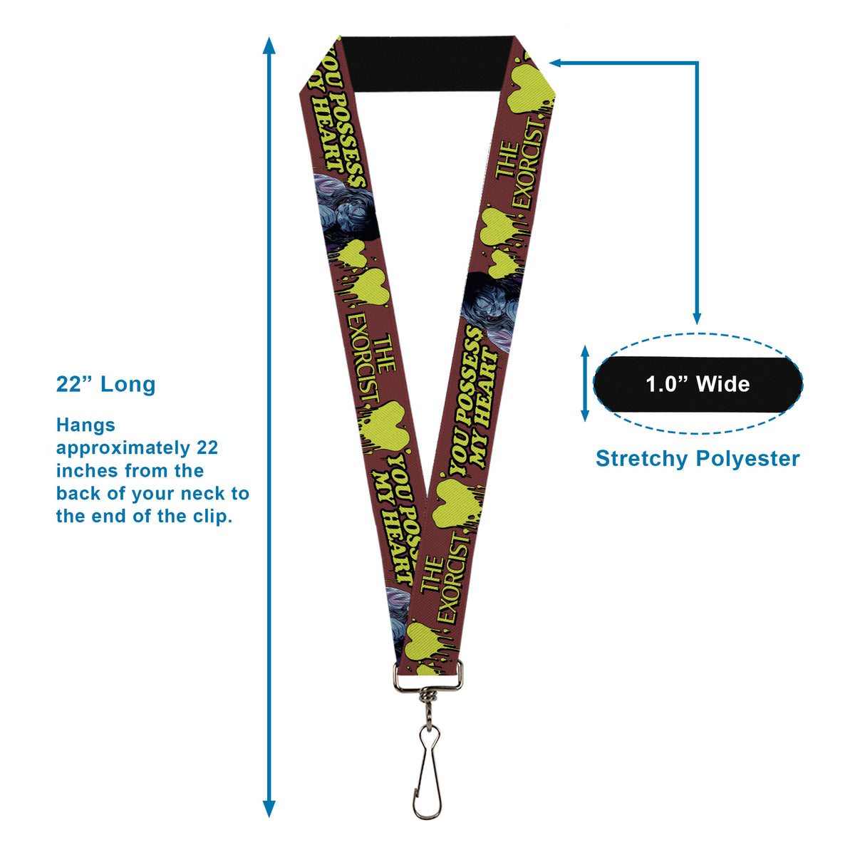 Lanyard - 1.0" - THE EXORCIST Regan YOU POSSESS MY HEART Pose Red/Yellow Lanyards The Exorcist