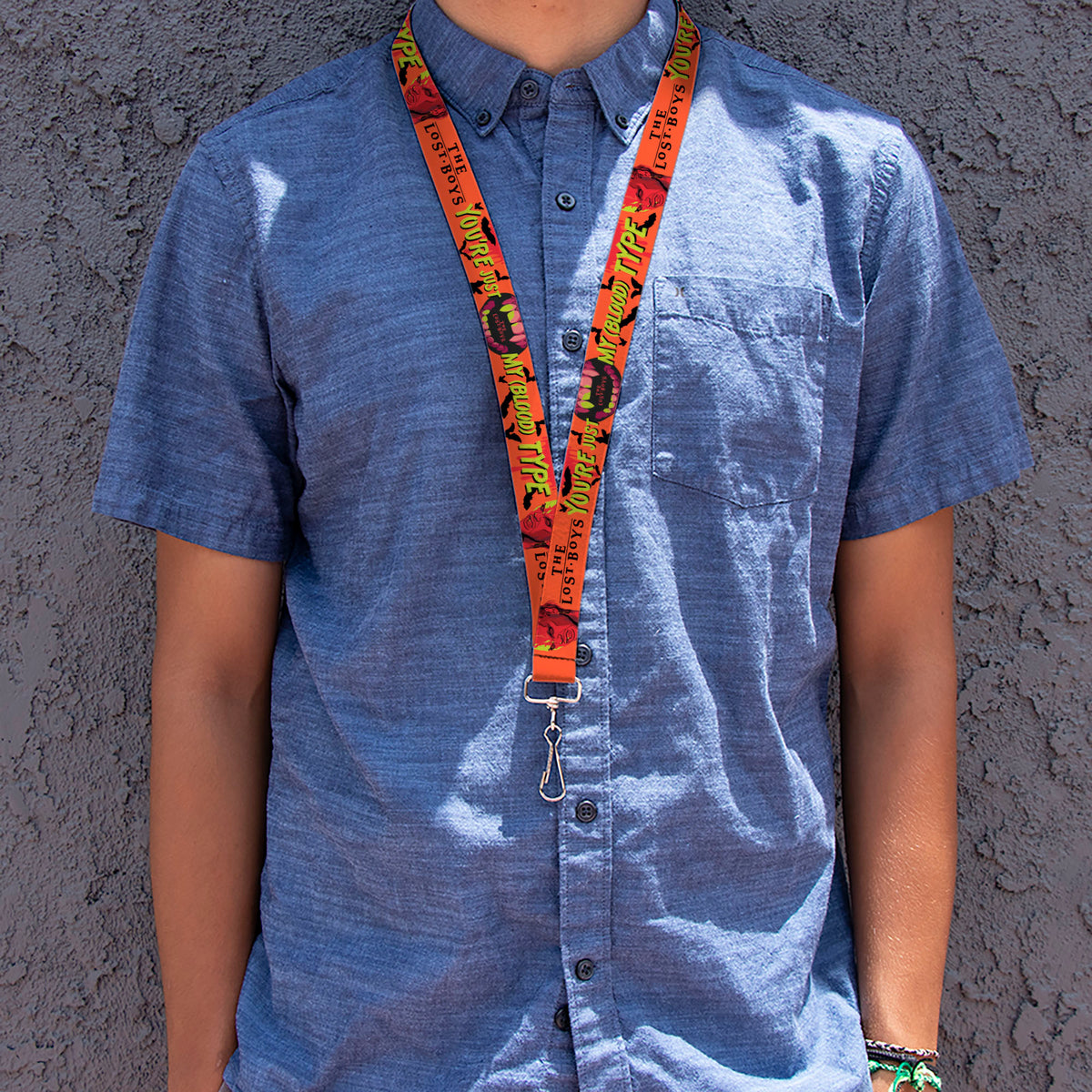 Lanyard - 1.0" - The Lost Boys YOU'RE JUST MY BLOOD TYPE David Pose Orange/Black Lanyards The Lost Boys