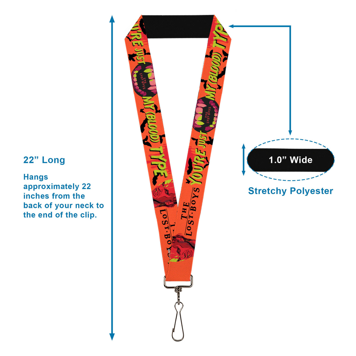 Lanyard - 1.0" - The Lost Boys YOU'RE JUST MY BLOOD TYPE David Pose Orange/Black Lanyards The Lost Boys