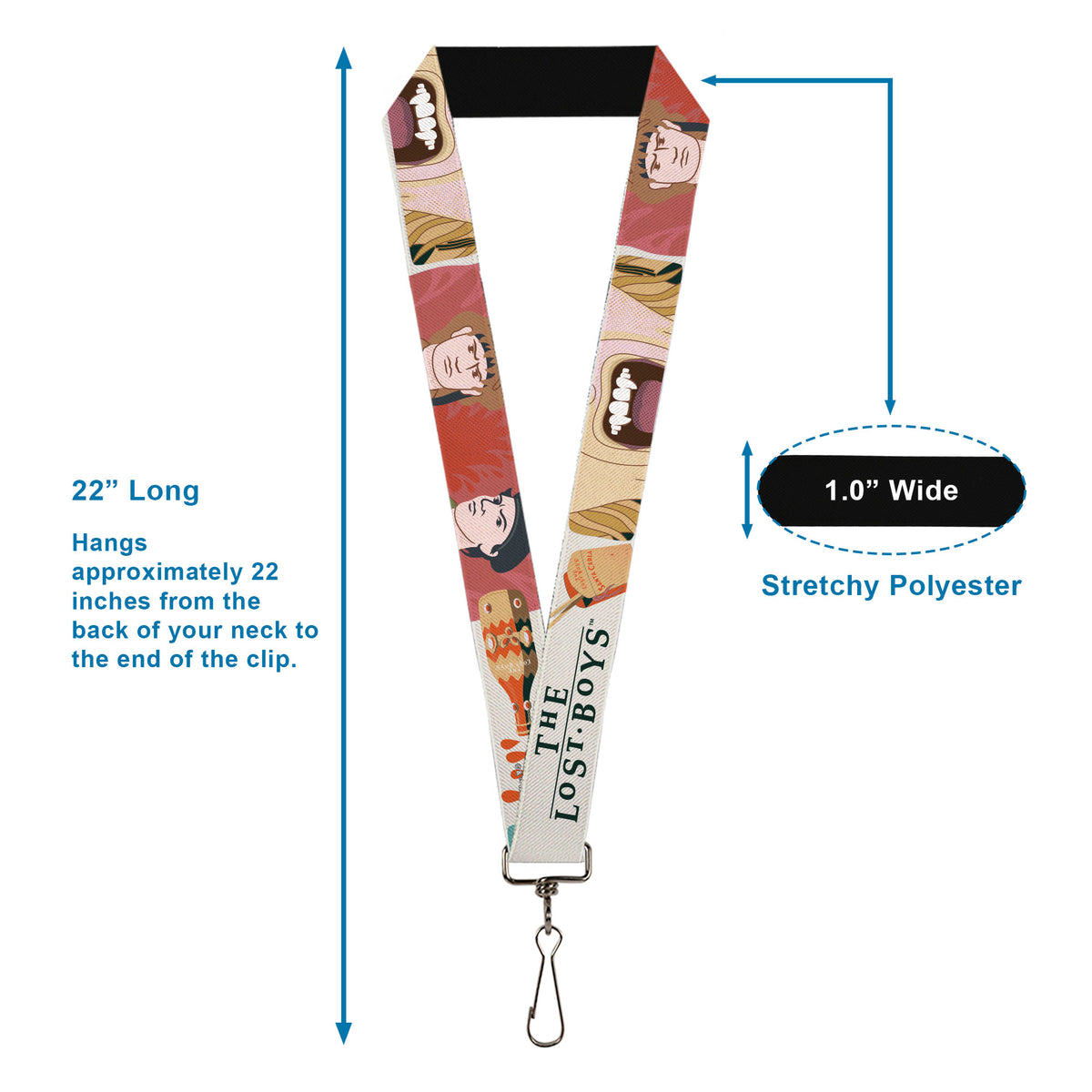 Lanyard - 1.0" - THE LOST BOYS Edgar and Alan Pop Art Icons Collage White Lanyards The Lost Boys