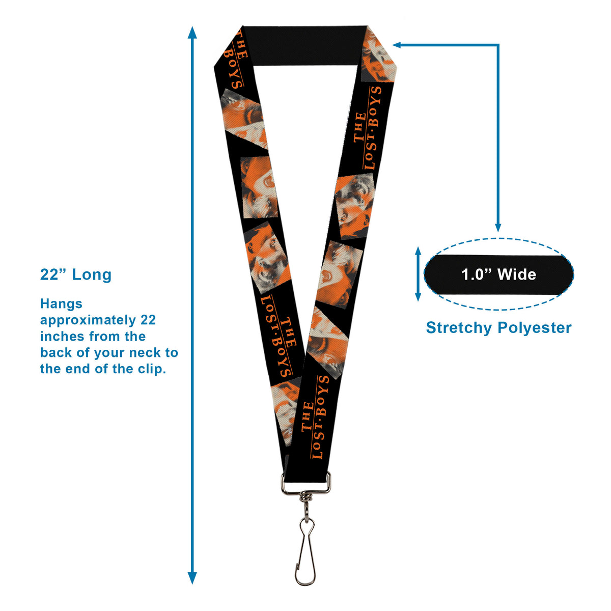 Lanyard - 1.0" - THE LOST BOYS David Pose Stacked and Title Logo Black/Red Lanyards The Lost Boys