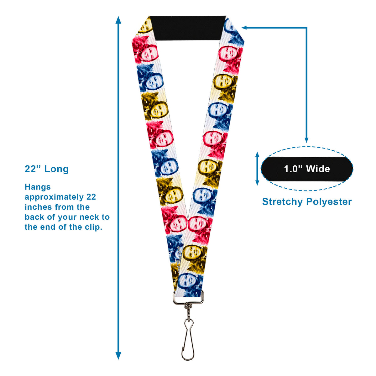 Lanyard - 1.0" - The Wizard of Oz Dorothy and Toto Pose Blocks Blues/Yellows/Reds Lanyards The Wizard of Oz