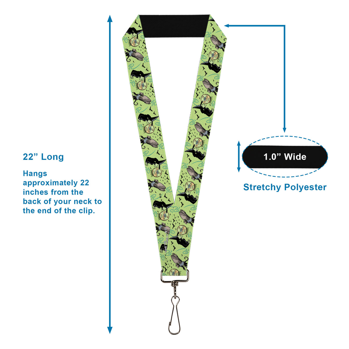 Lanyard - 1.0" - The Wizard of Oz Wicked Witch of the West and Flying Monkeys Greens Lanyards The Wizard of Oz