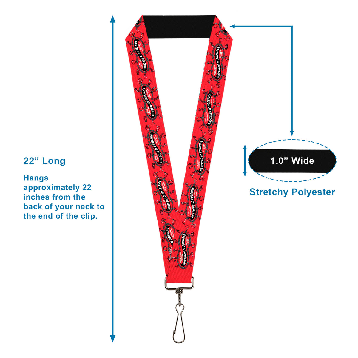 Lanyard - 1.0" - IT Welcome to Derry ANYTHING IS POSSIBLE Charm Bracelet Red/Black/White Lanyards IT