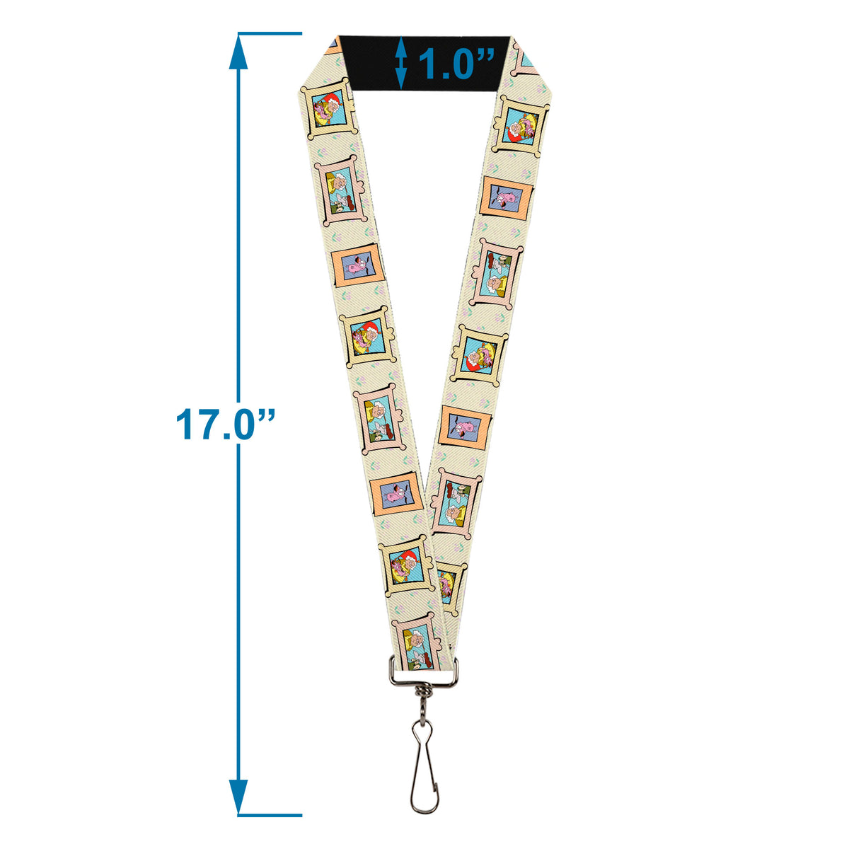 Lanyard - 1.0" - Courage the Cowardly Dog Three Character Portrait Blocks Tan Lanyards Courage the Cowardly Dog