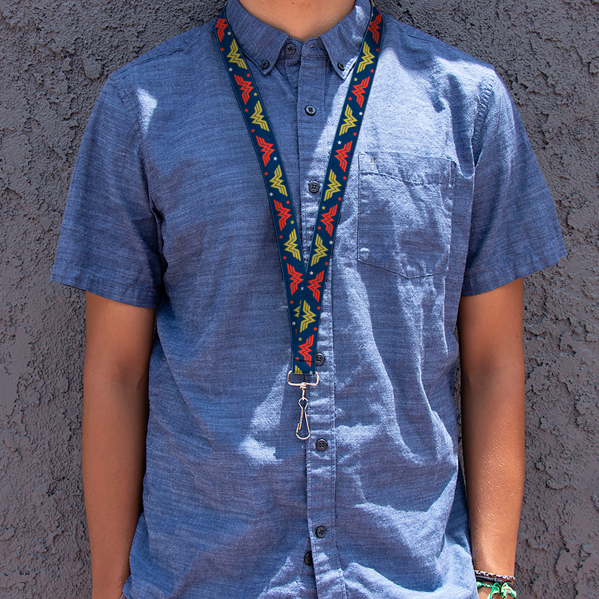 Lanyard - 1.0" - Wonder Woman WW Logo Flip and Stars Blue/Red/Gold Lanyards DC Comics