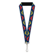 Lanyard - 1.0" - Wonder Woman WW Logo Flip and Stars Blue/Red/Gold Lanyards DC Comics