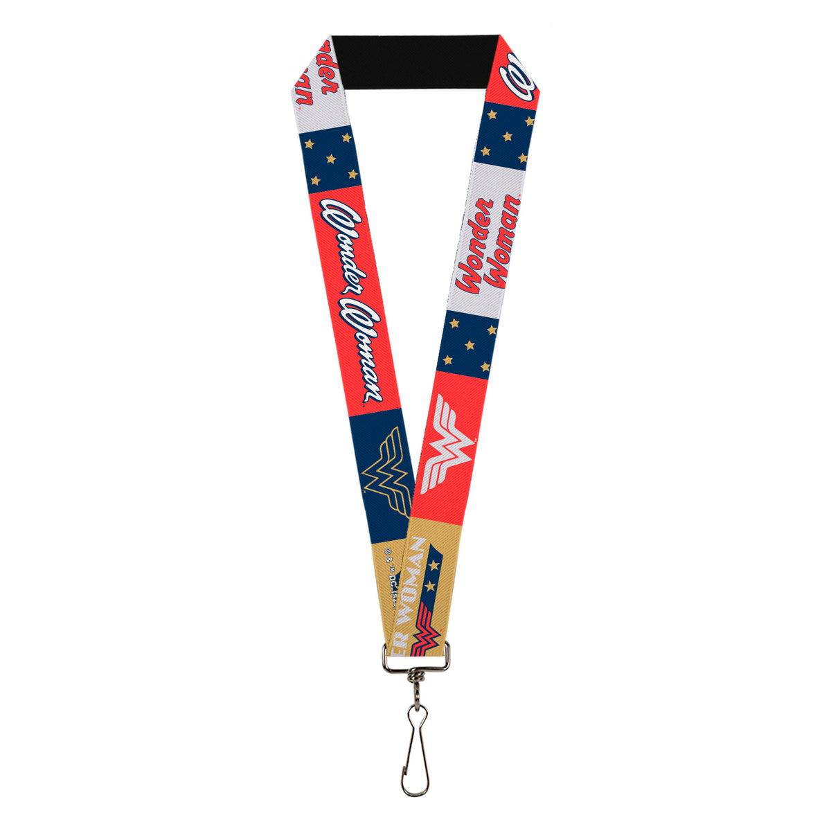 Lanyard - 1.0" - WONDER WOMAN Americana Text and Logos Collage Red/White/Blue/Gold Lanyards DC Comics