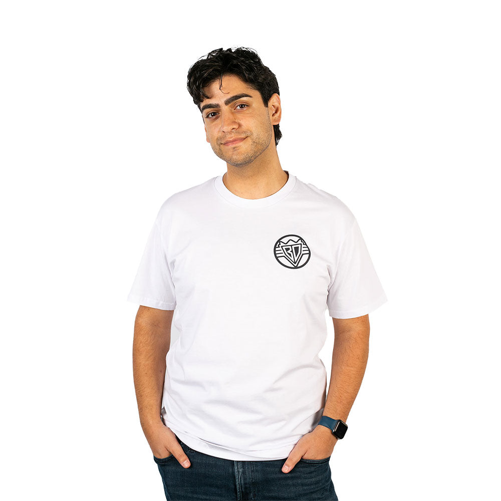 Men's T-Shirt - Buckle-Down Round Wings Logo and Buckle-Down Wings Logo White/Black Apparel Buckle-Down