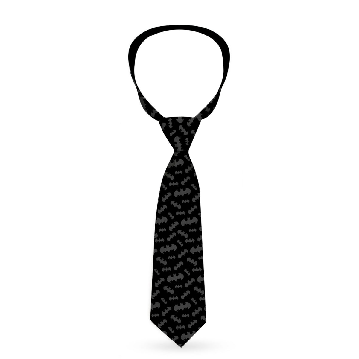 Necktie Standard - Bat Signal-1 Scattered Black Gray Neckties DC Comics
