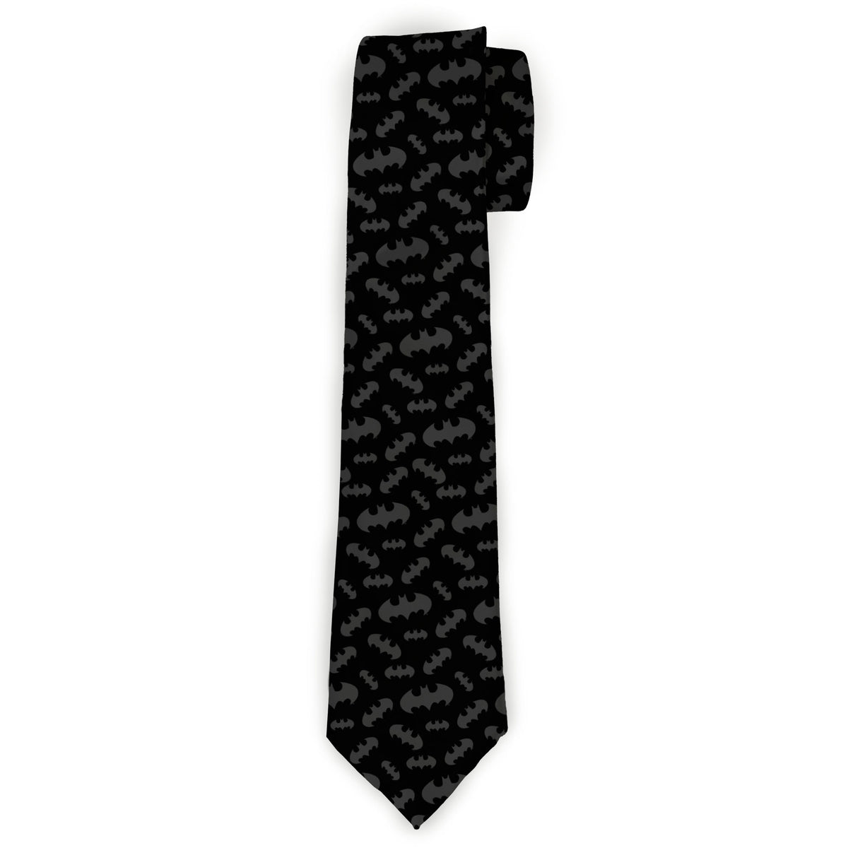 Necktie Standard - Bat Signal-1 Scattered Black Gray Neckties DC Comics