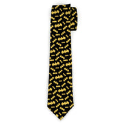 Necktie Standard - Bat Signal-1 Scattered Black Yellow Neckties DC Comics