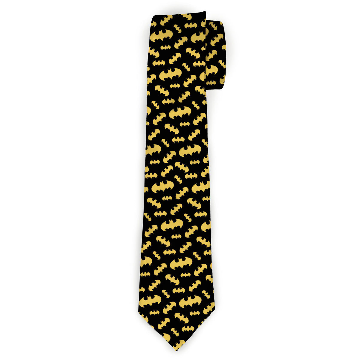 Necktie Standard - Bat Signal-1 Scattered Black Yellow Neckties DC Comics