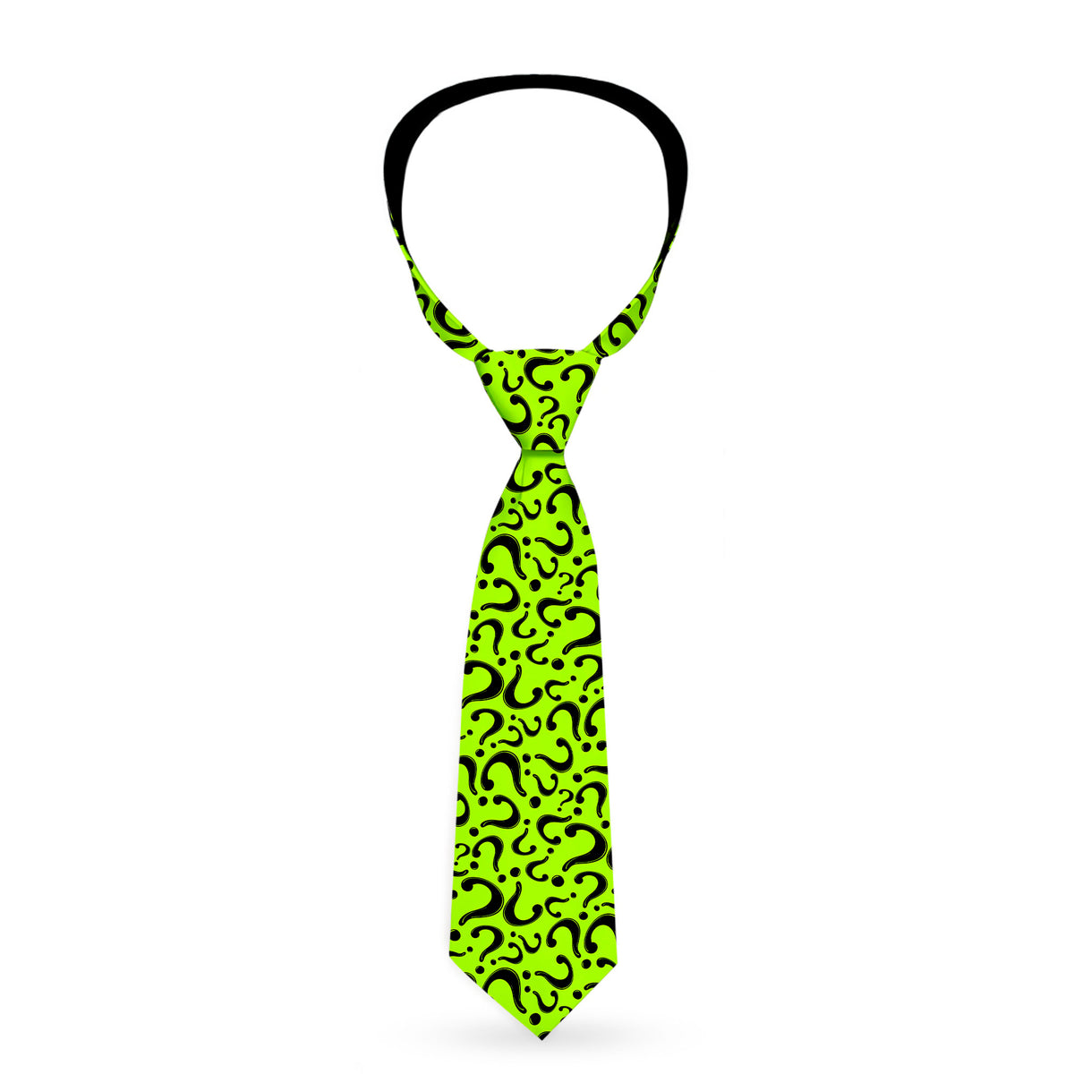 Necktie Standard - Riddler "?" Scattered Lime Green Black Neckties DC Comics