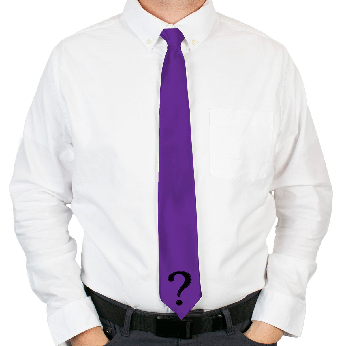Necktie Standard - The Riddler Question Mark Purple Black Neckties DC Comics