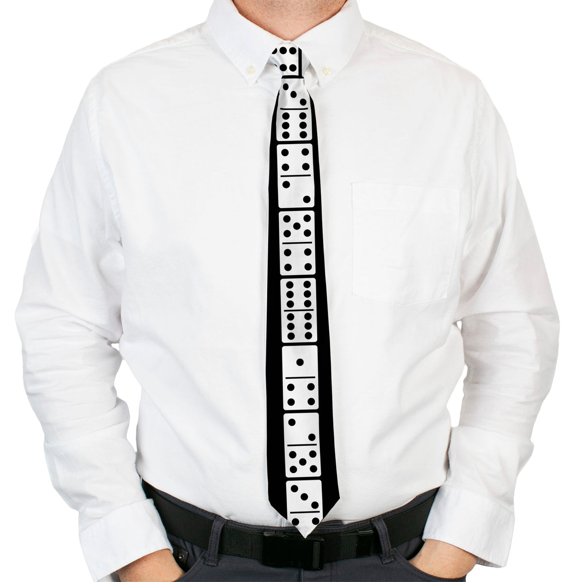 Buckle-Down Necktie - Dominos Black/White/Black Neckties Buckle-Down