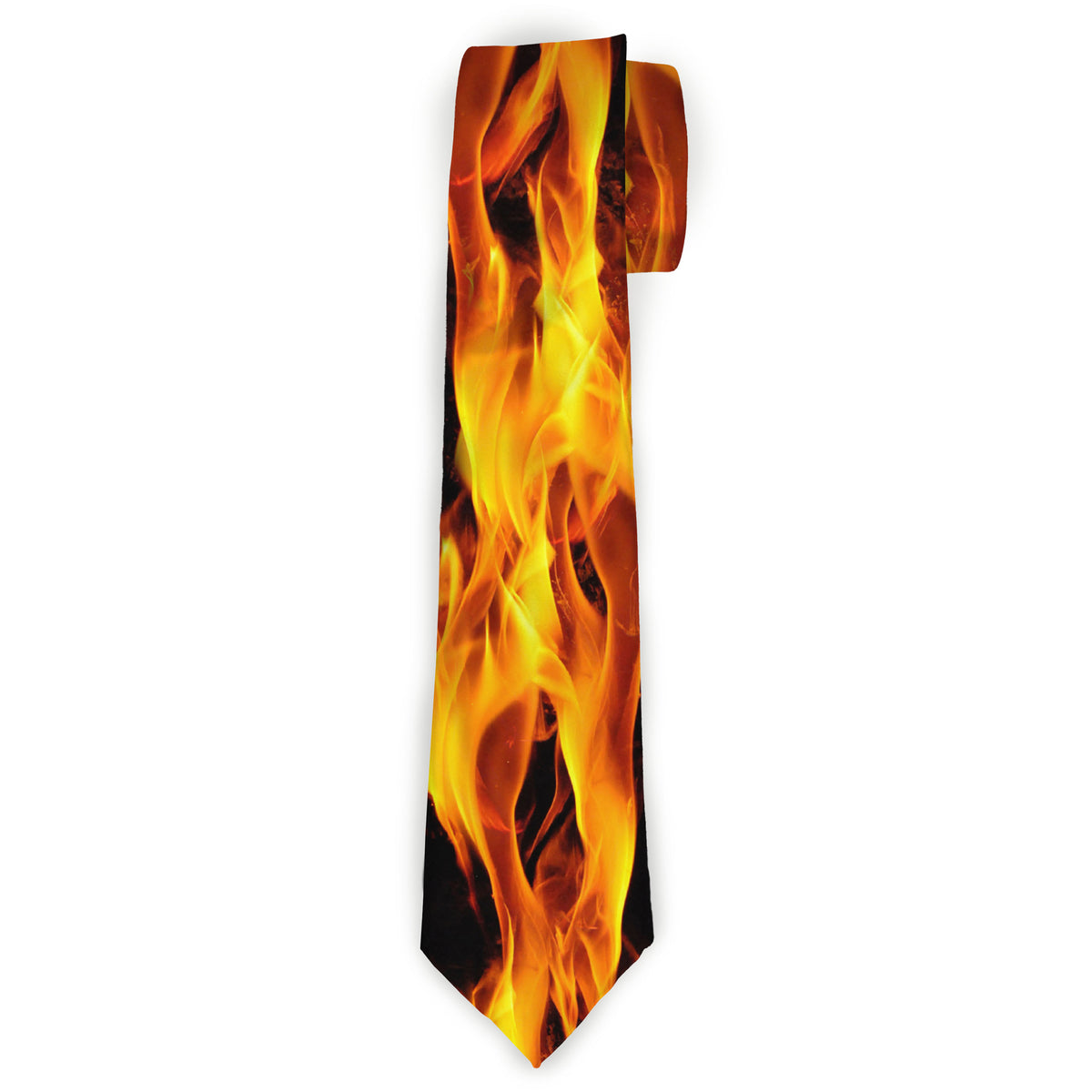 Buckle-Down Necktie - Flames Vivid Black/Orange Neckties Buckle-Down